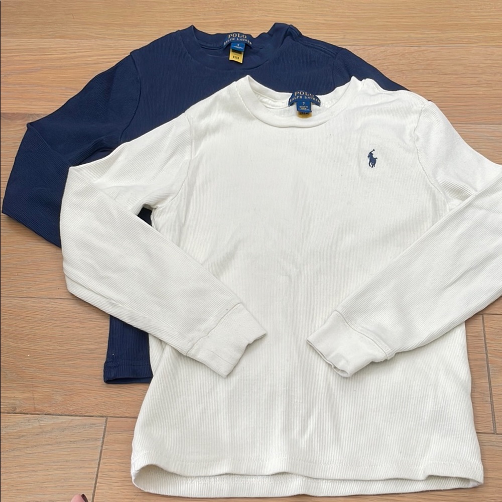 Polo by Ralph Lauren White and Blue Long Sleeve Tees